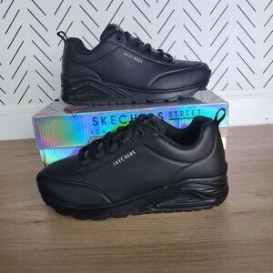 ❤️Skechers Juno Linked Core Sz 6 Womens Casual Shoes Comfy Sneakers Black 155585